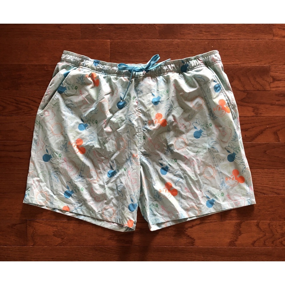 Disney Mickey Mouse Green Swim Trunks Walt Disney World Swimsuit Mens XXL